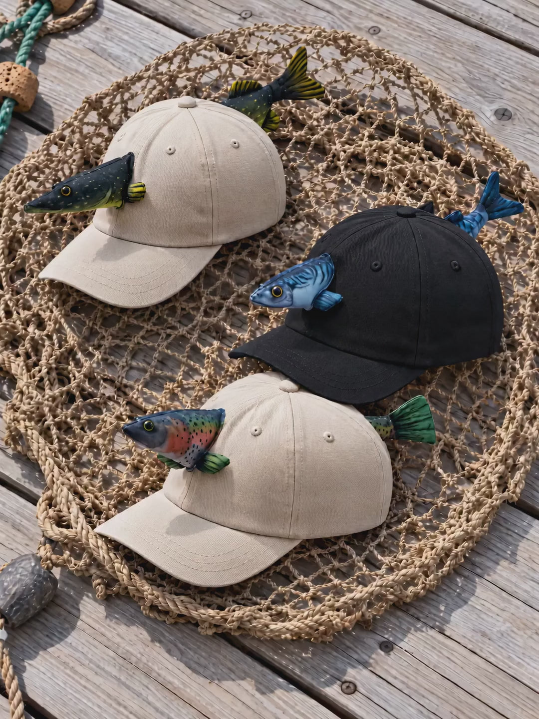 3 in einem Netz Fish-Caps im Video